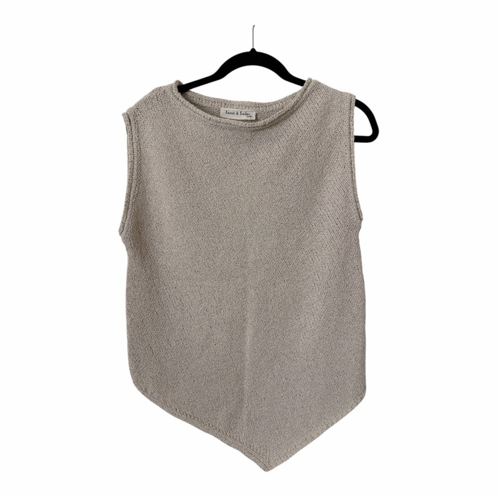 AARON & AMBER Asymmetical Bottom Knit Sleeveless Top - Picture 5 of 6